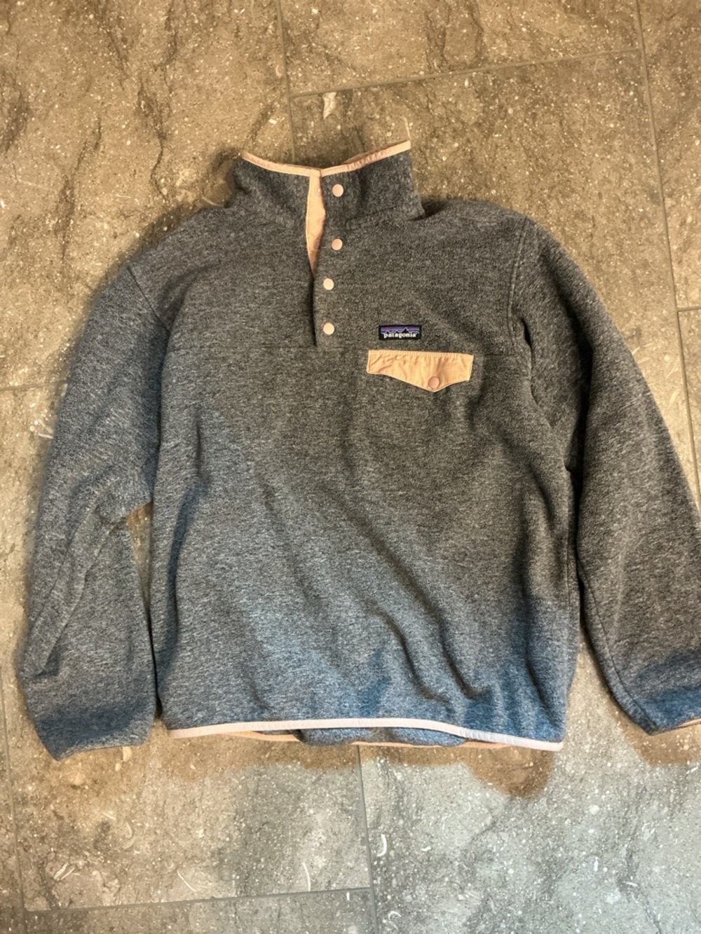 Patagonia Synchilla Snap Tee fleece, M, gray and orange